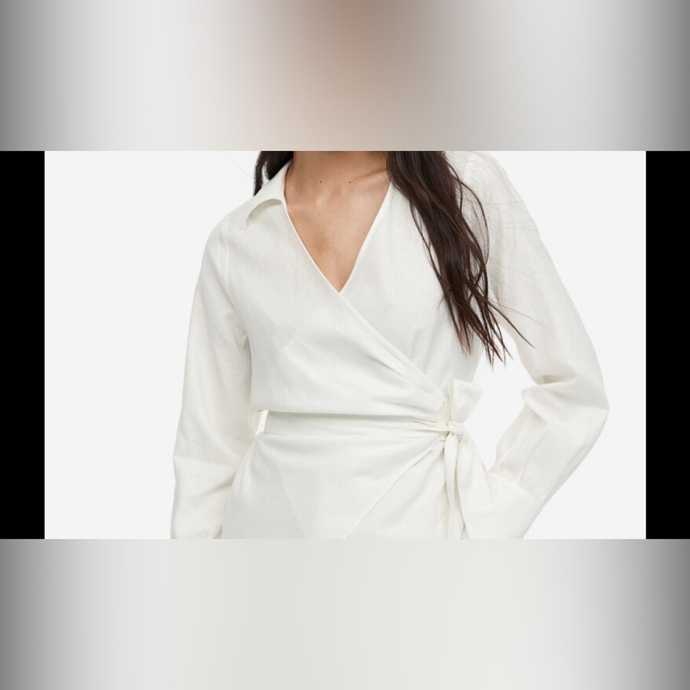 Riveted by Lee white cross wrap long sleeve blouse size small